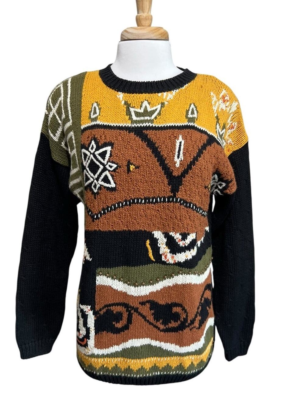 Melbourne Elements 80s Abstract Chunky Knit Eclectic Ugly Sweater Womens M